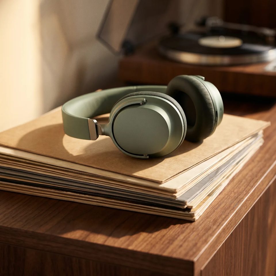 Headphones on vinyl