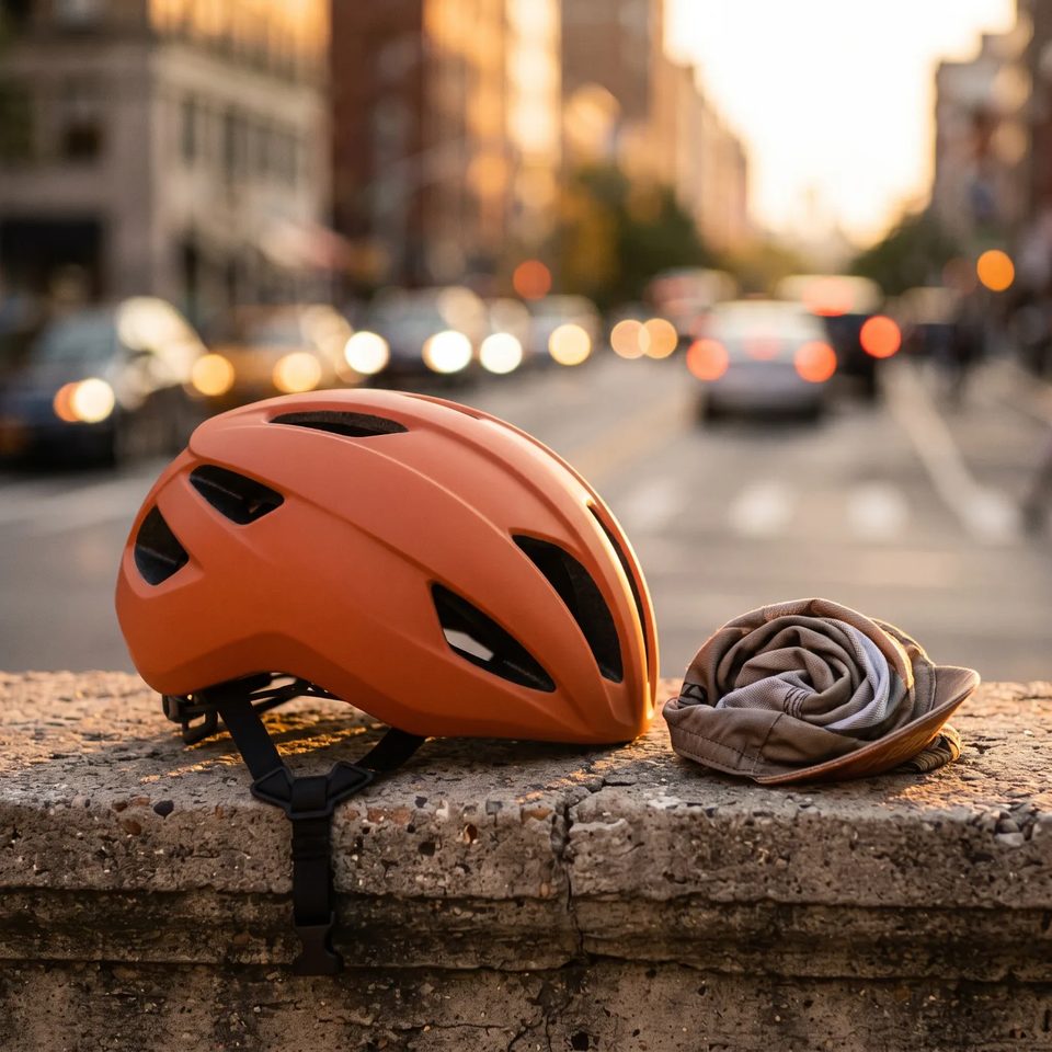 Helmet at golden hour