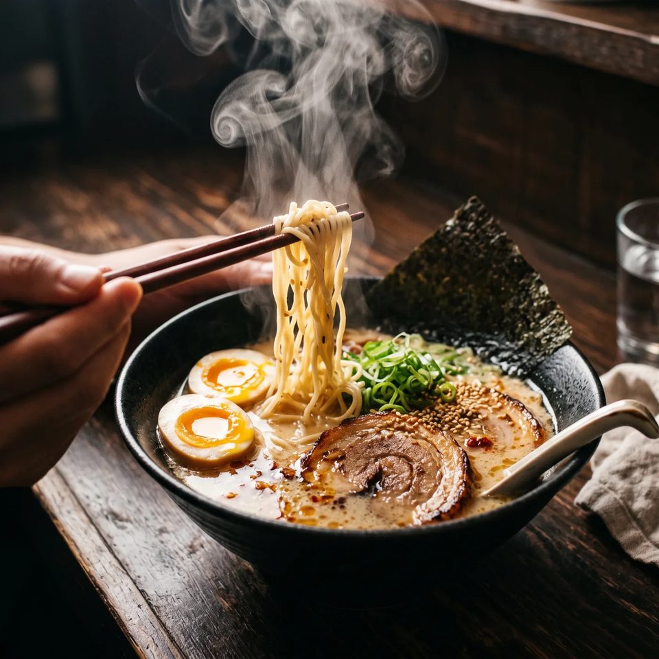 Ramen, chopsticks up
