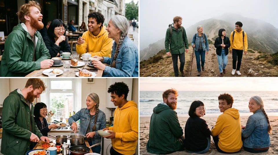 Four friends, four scenes