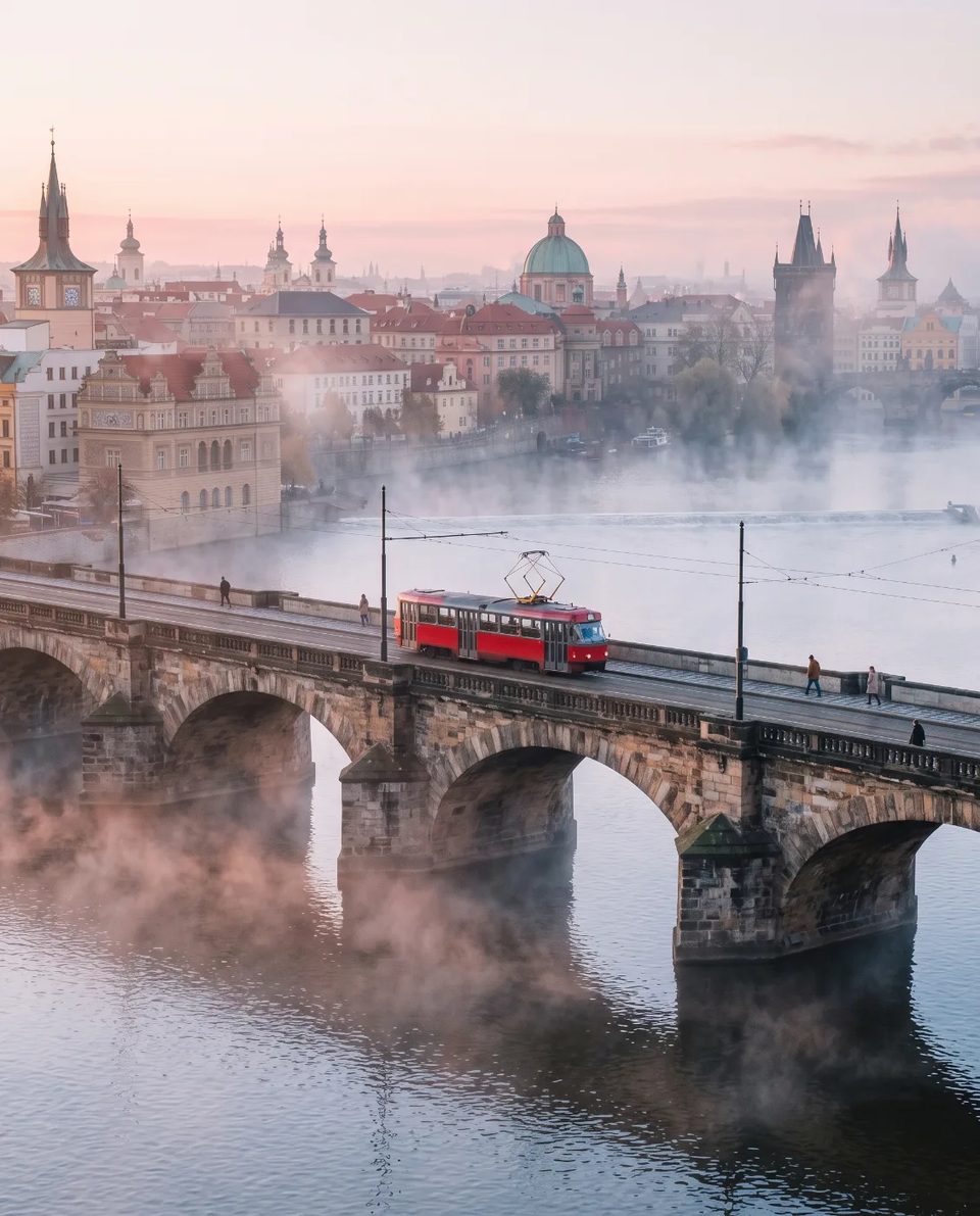 Tram on the bridge