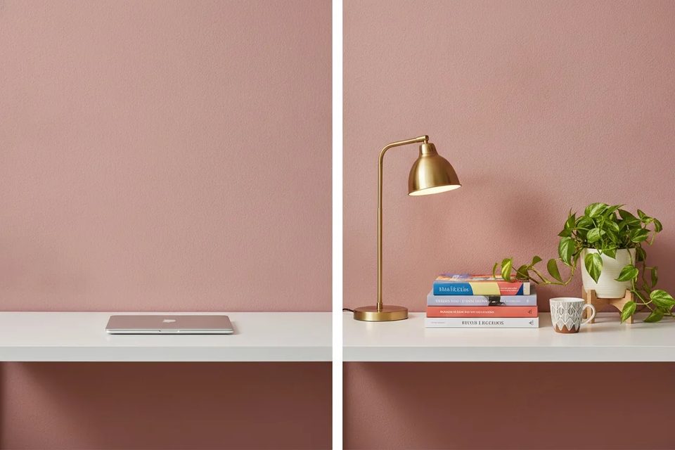 Bare desk, styled desk