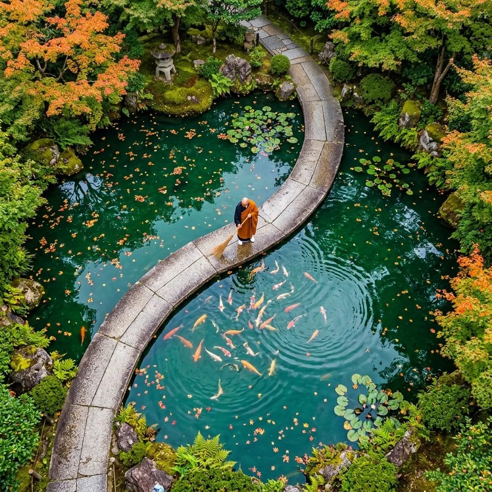 The koi pond, overhead