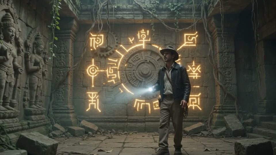 The glyphs light the door
