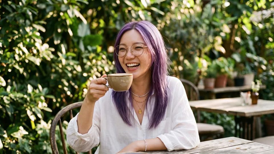 Laughing over coffee