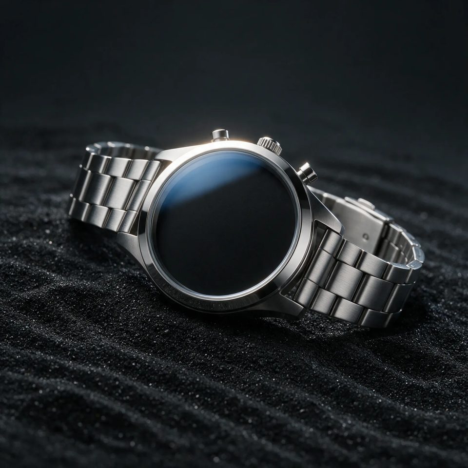 Chronograph on black sand