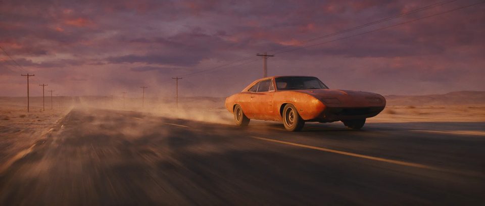 Muscle car at dusk