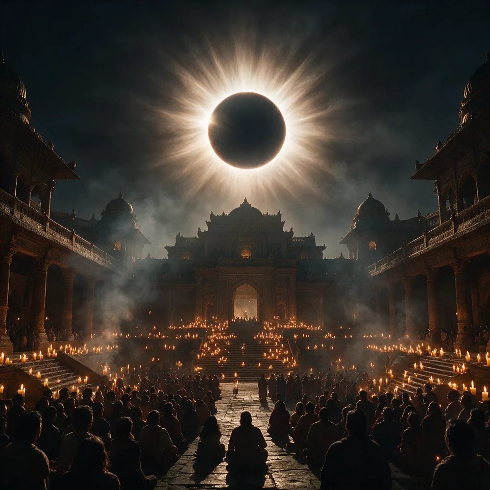 Eclipse over the temple