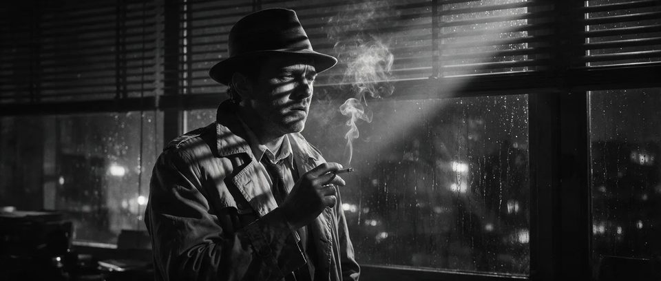 Noir office at midnight