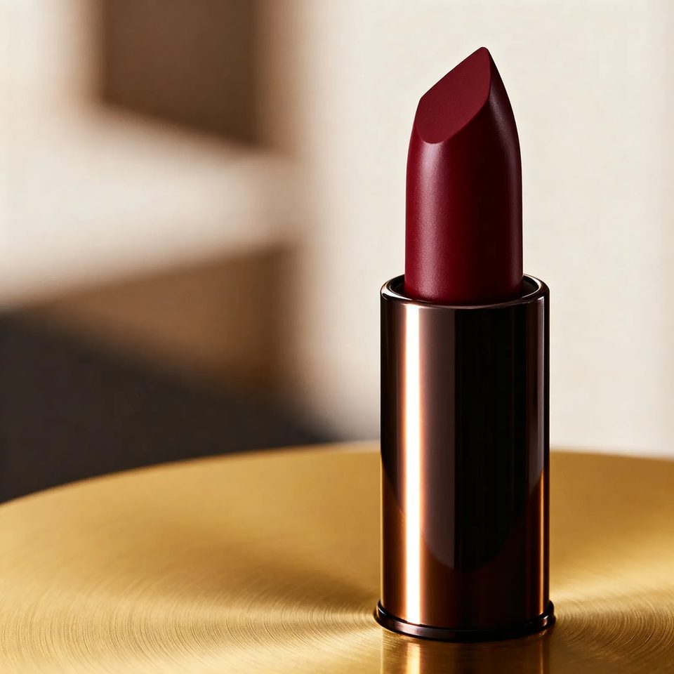 Lipstick on brushed brass