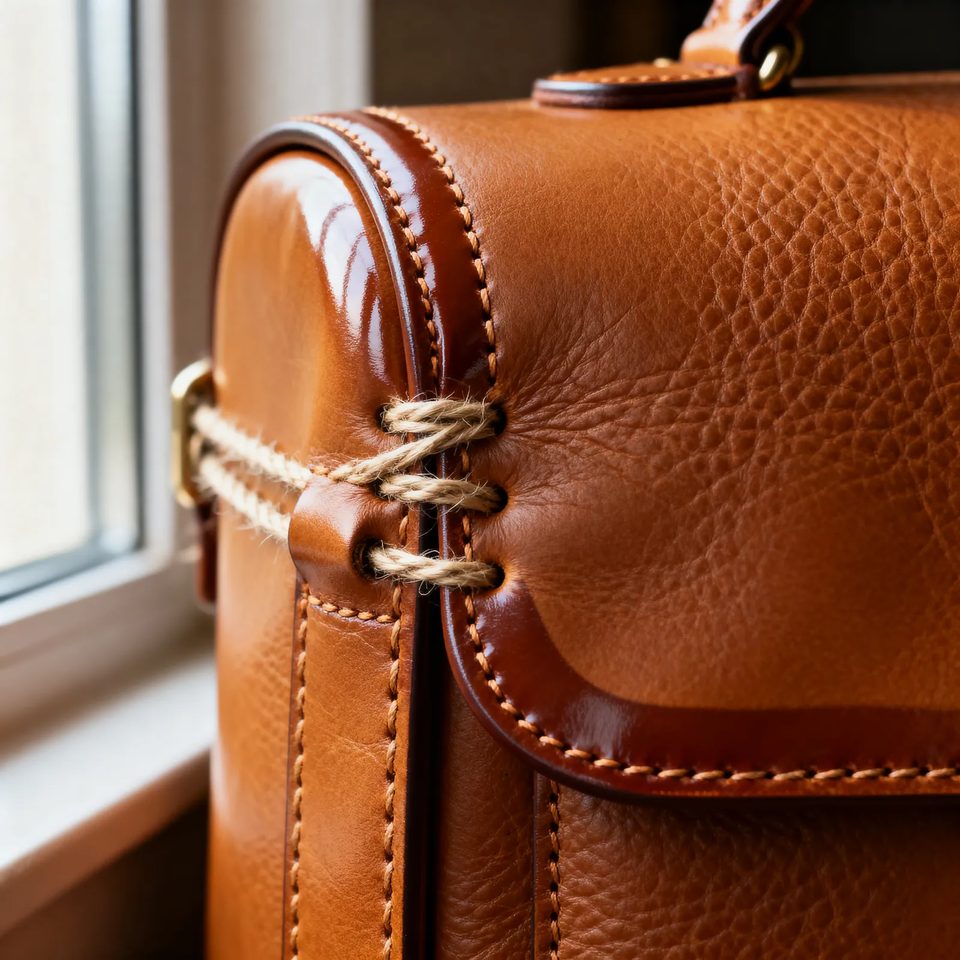 Saddle-stitched leather