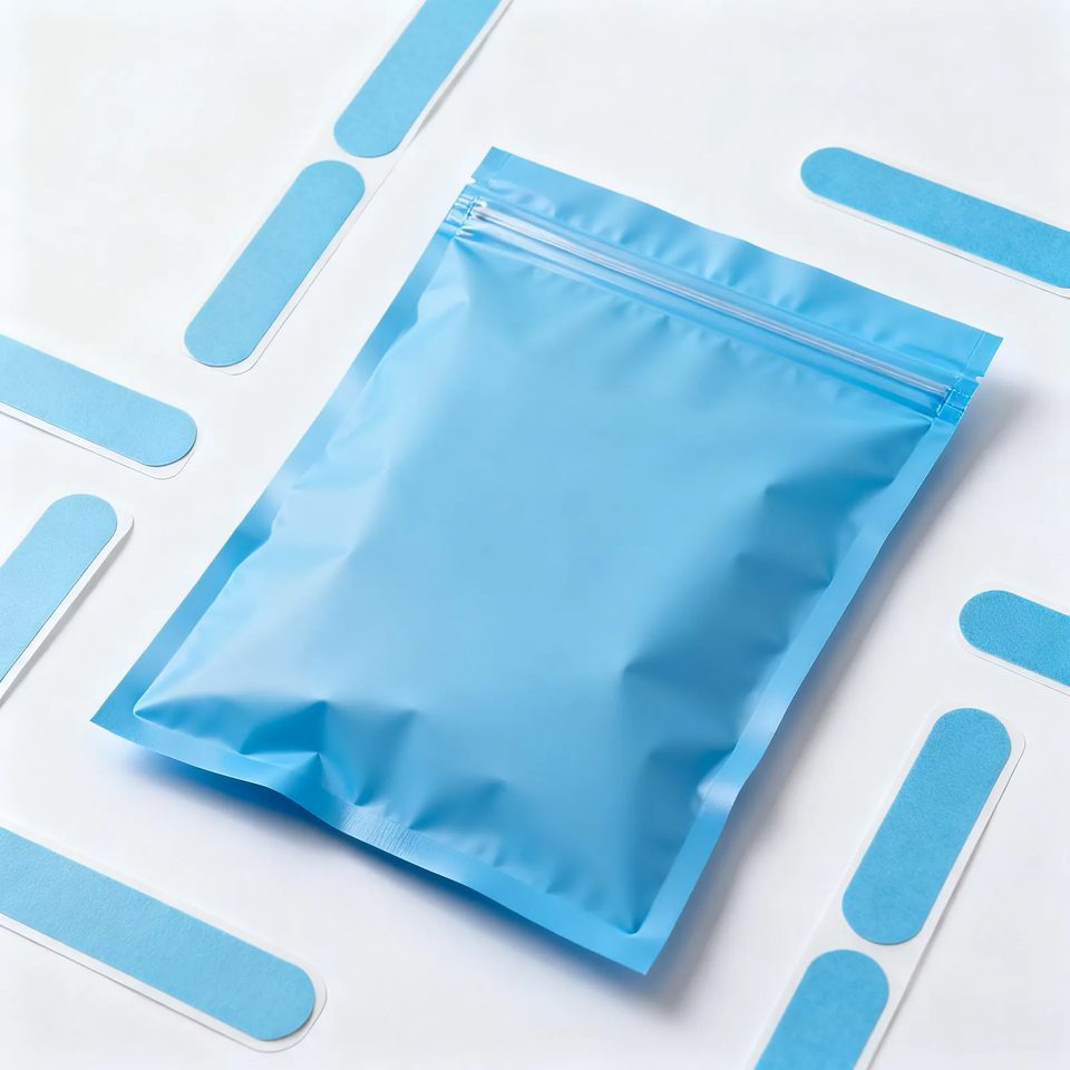 Sachet on a stripe grid