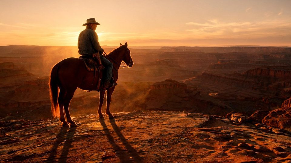 Rider at the canyon rim
