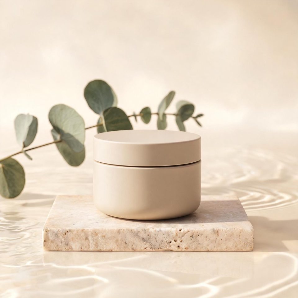 Cream jar on marble