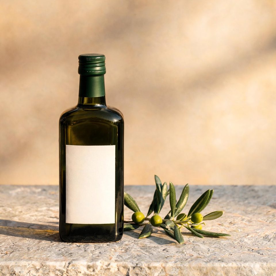 Oil bottle on stone