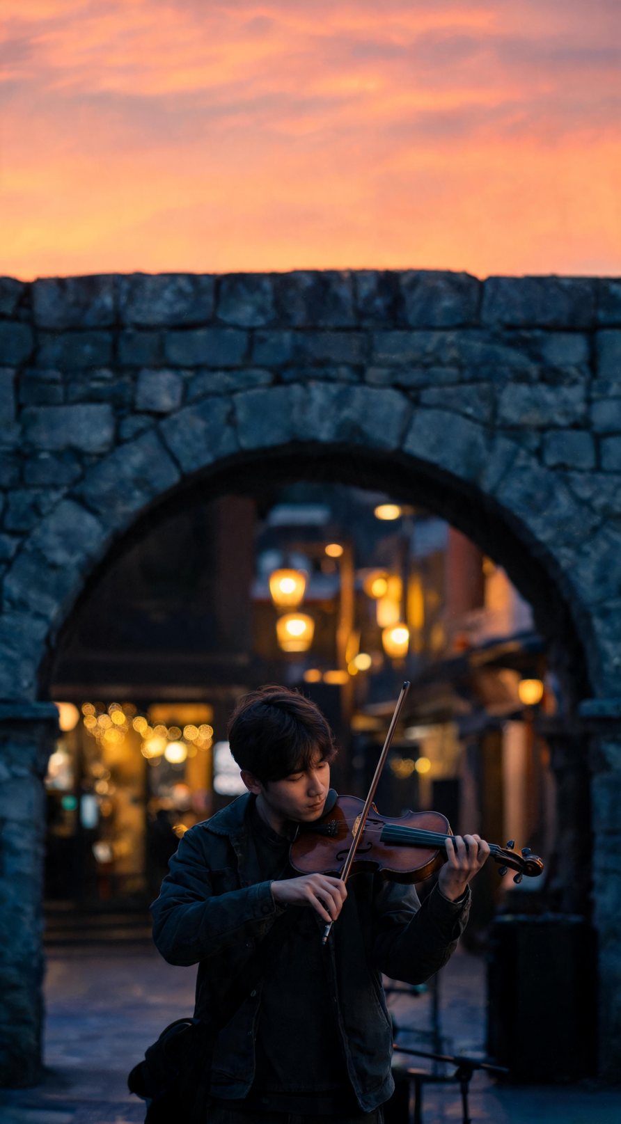 Violinist under the arch