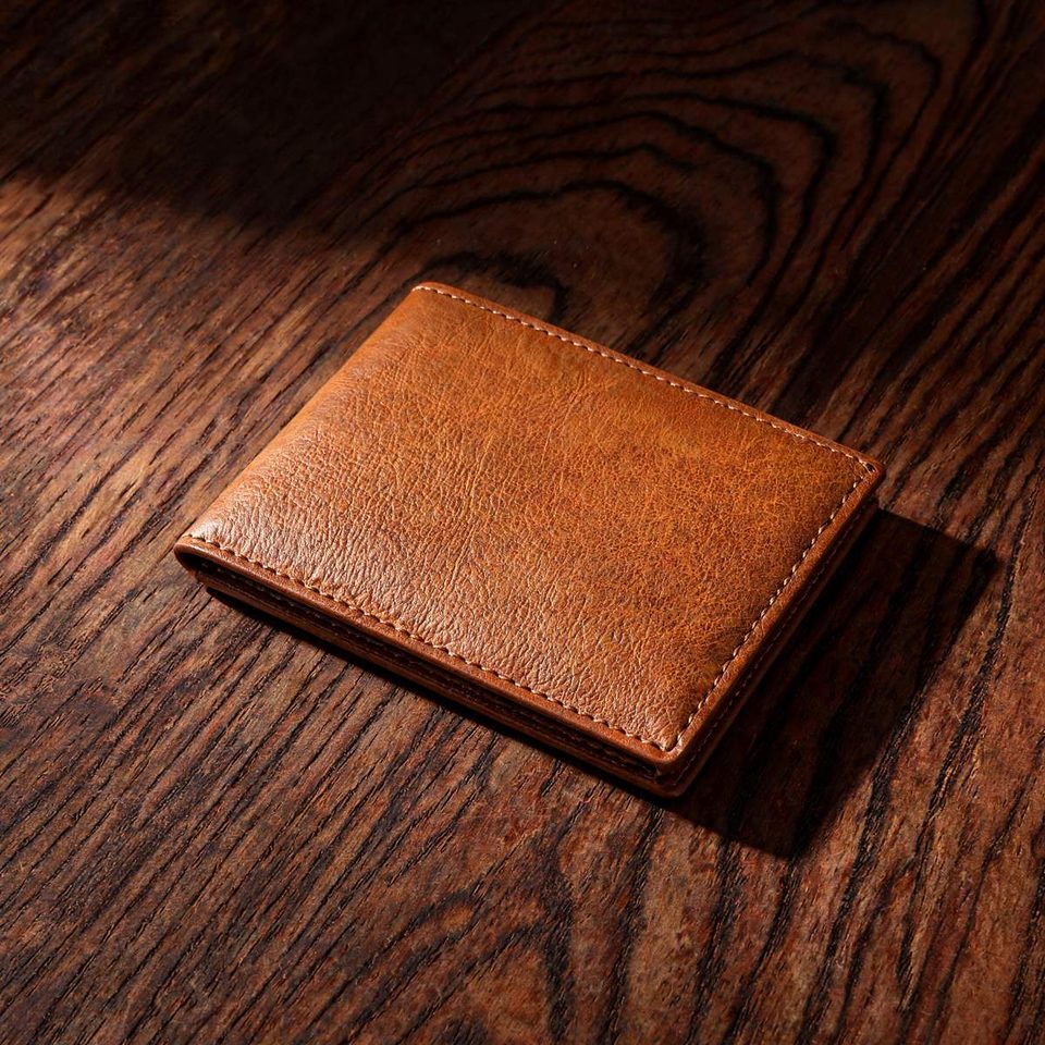 Wallet on walnut