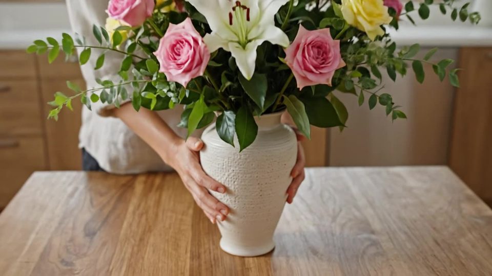 Flowers on the kitchen table