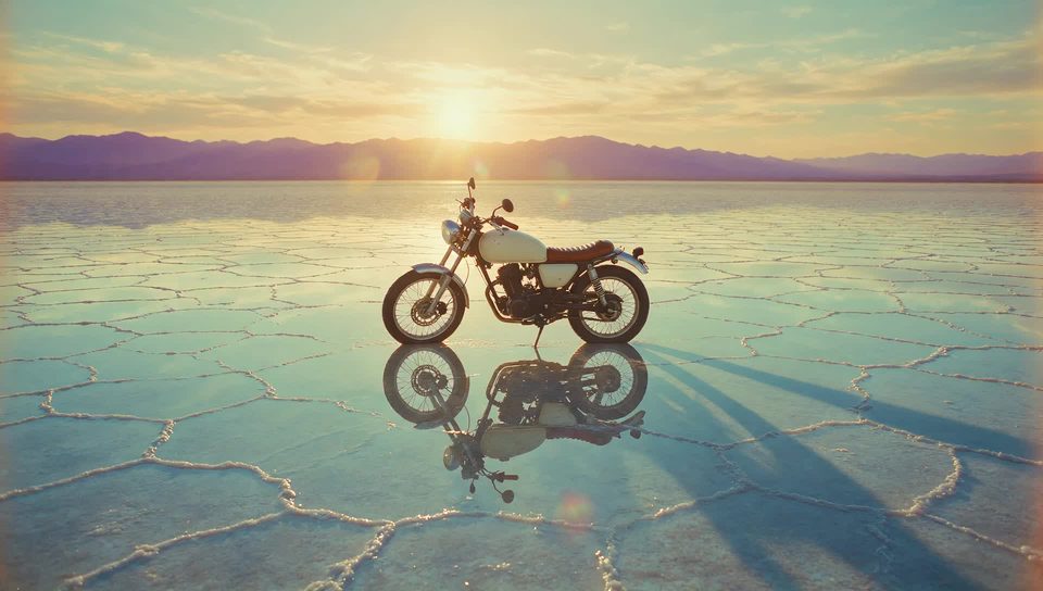Motorcycle on the salt flat