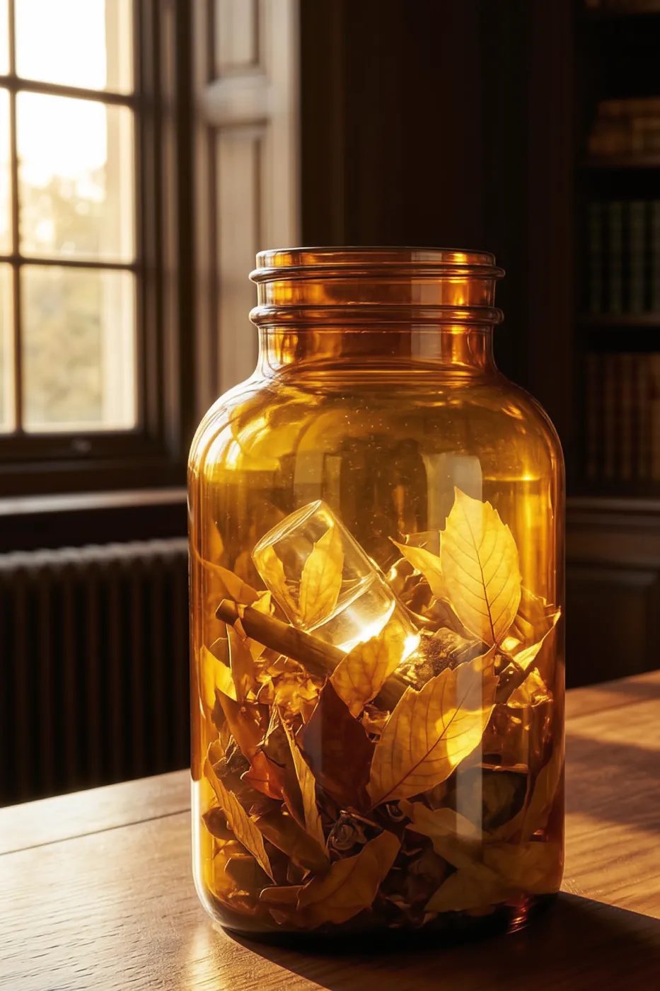 Amber jar in the study