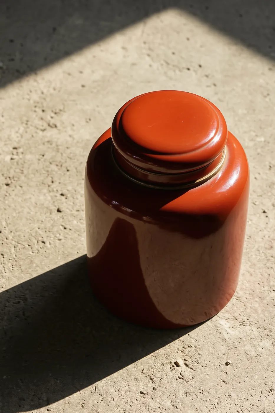 Vermilion caddy on concrete
