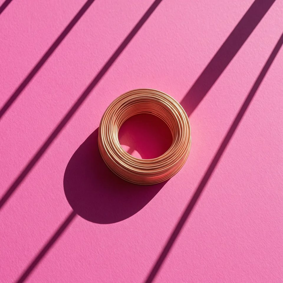 Copper coil on hot pink