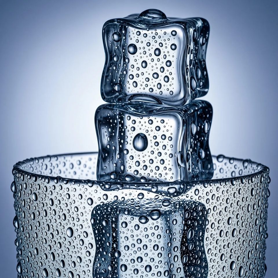 Ice on frosted glass
