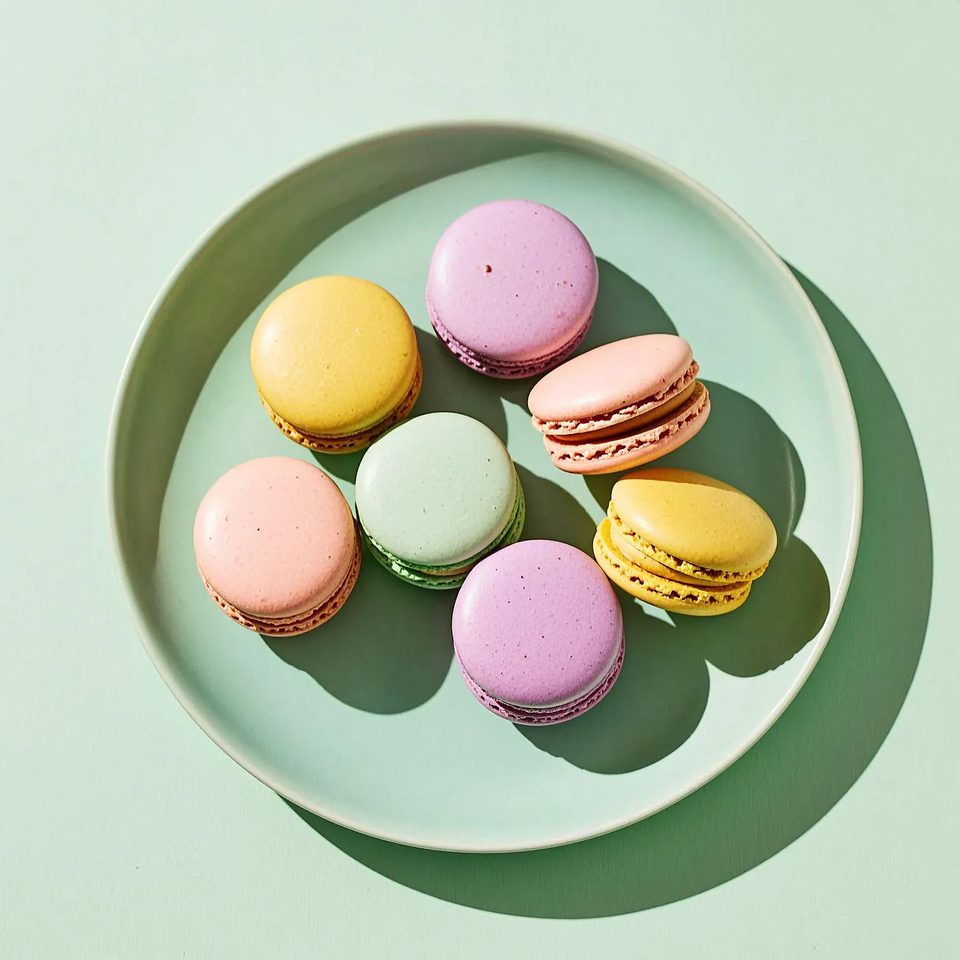 Macarons on a mint plate