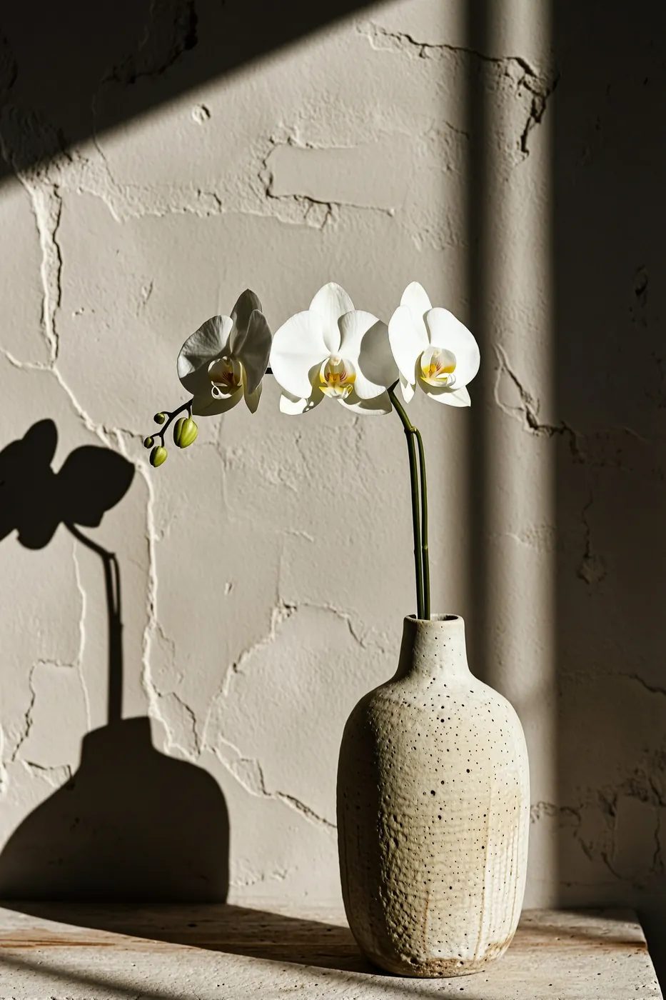 Orchid against plaster
