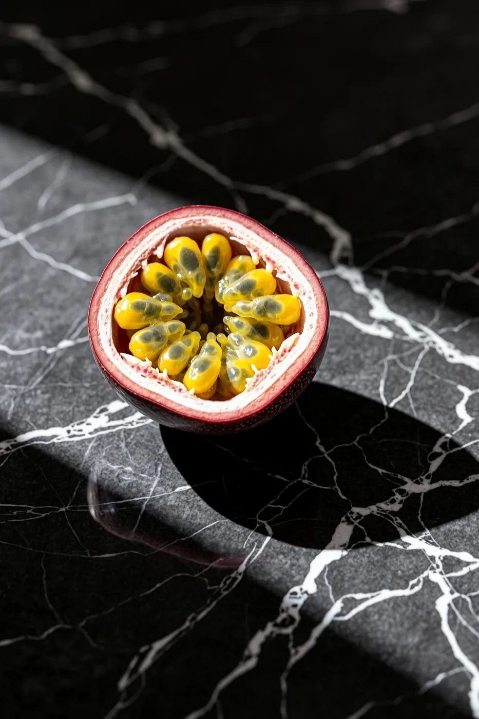 Passion fruit on marble