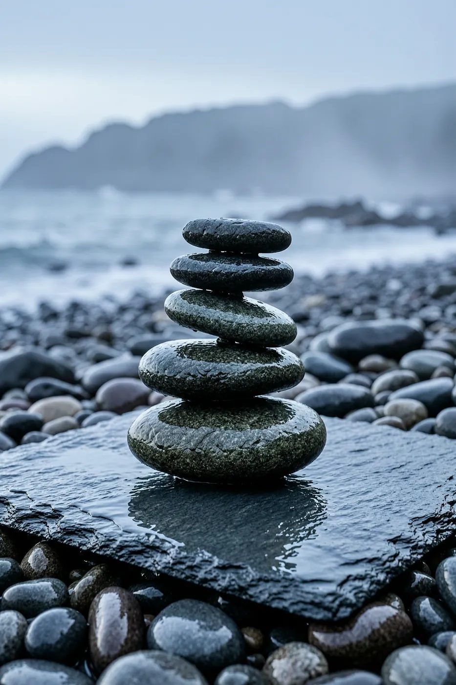 River stones on slate