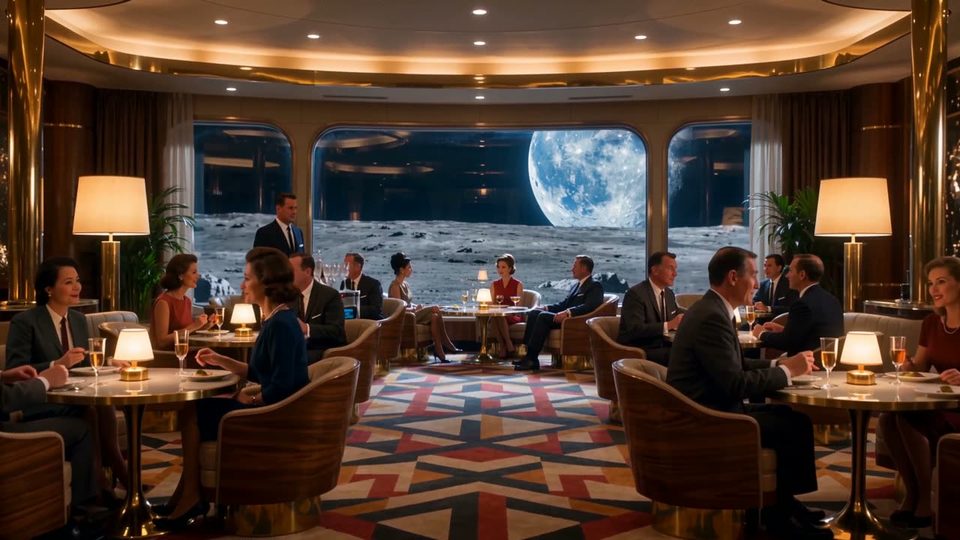 A 1964 hotel lounge on the Moon