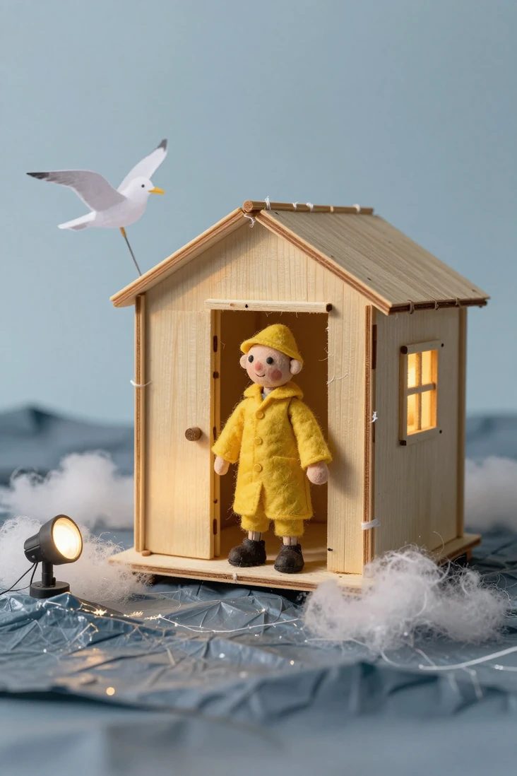 Felt keeper in a balsa hut